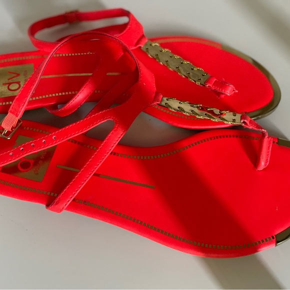 Dolce Vita Neon Red and Gold Sandals - Picture 5 of 8